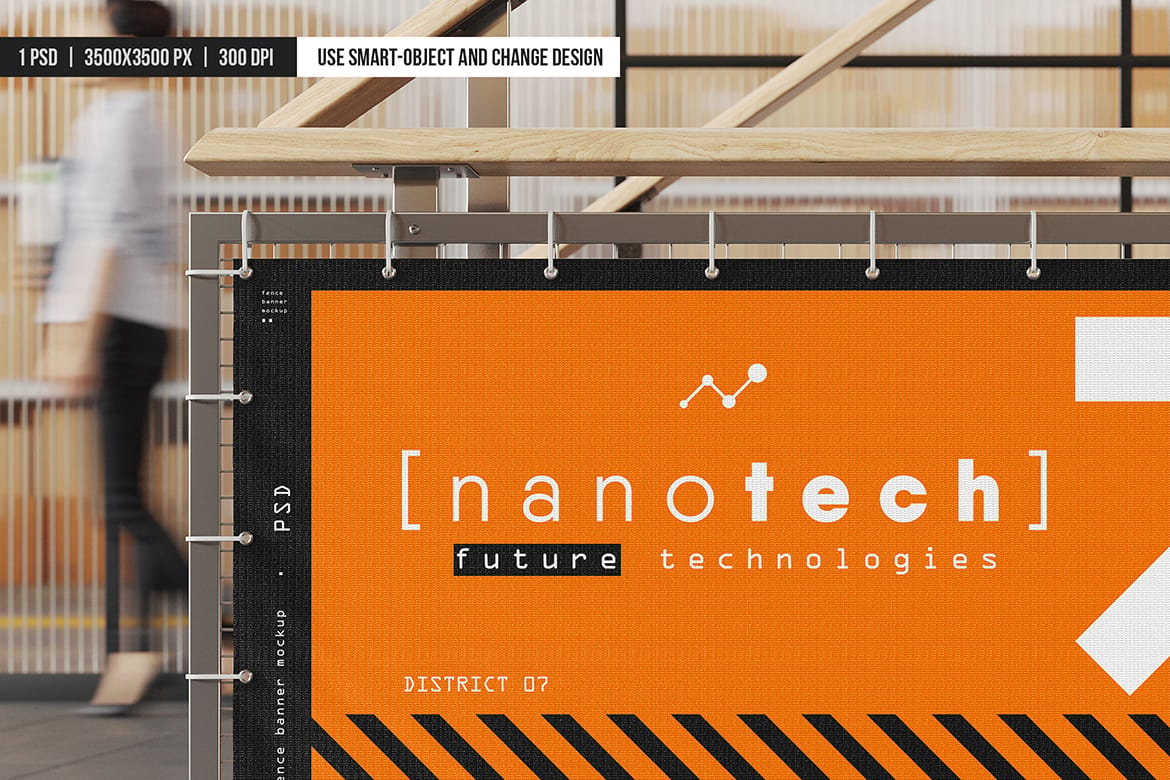 Advertising Fence Banner Mockup