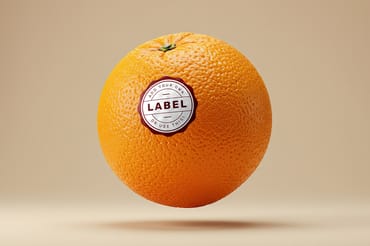 Sticker Logo Stamp on Orange Fruit Mockup
