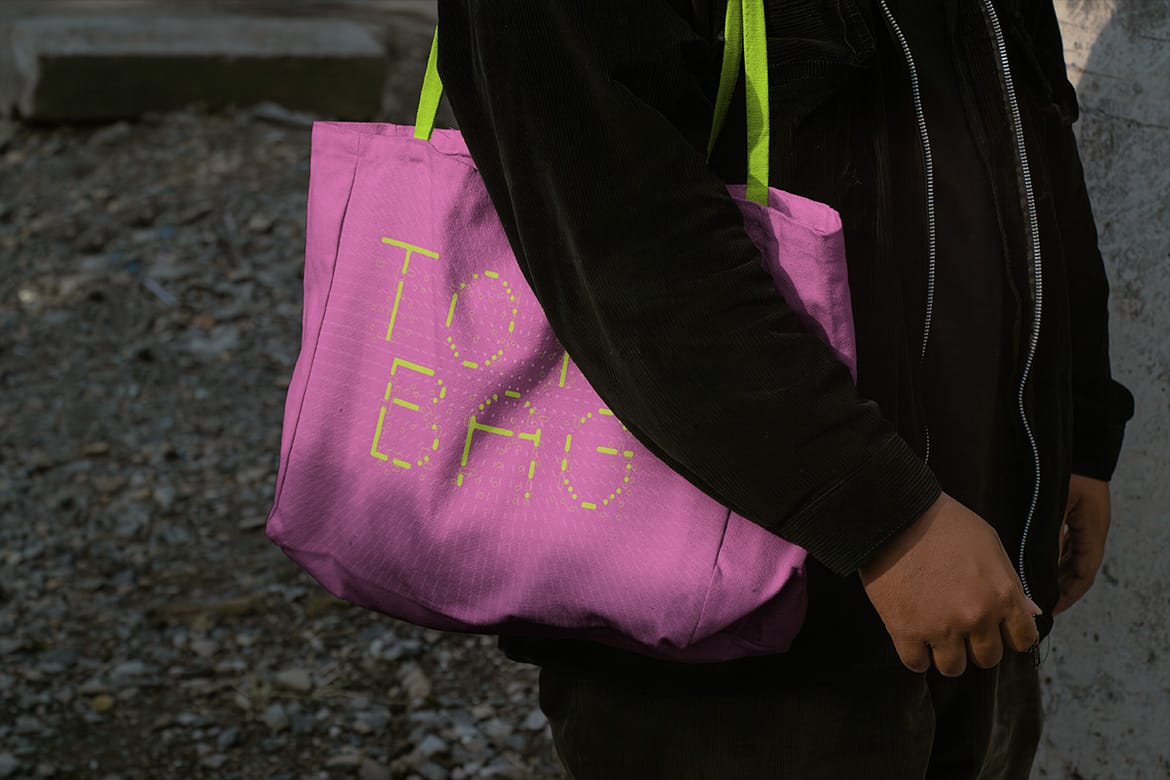 Urban Realistic Scene Tota Bag Mockup 