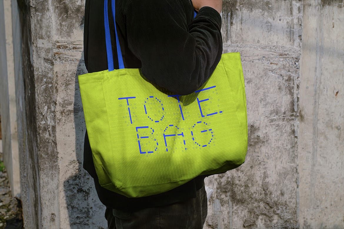 Urban Realistic Scene Tota Bag Mockup 