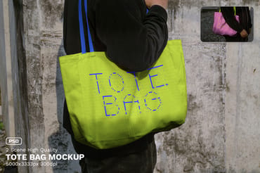 Urban Realistic Scene Tota Bag Mockup 