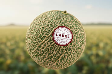 Sticker Logo Stamp on Melon Fruit Mockup