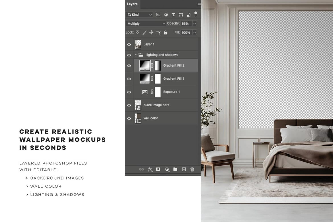 Paris Home | Bedroom Wallpaper  Mockup No. 1