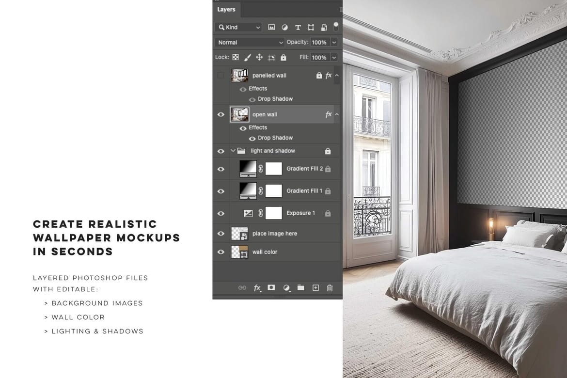 Paris Home | Bedroom Wallpaper Mockup No. 2