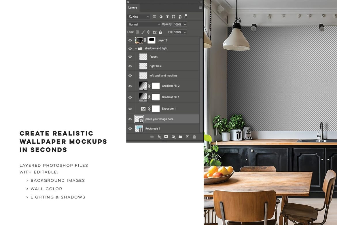 Urban Living | Kitchen Wallpaper Mockup No. 3
