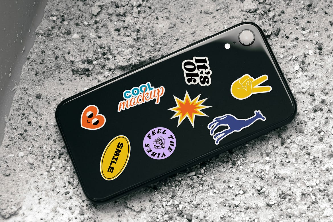 Cellphone with Stickers Mockups