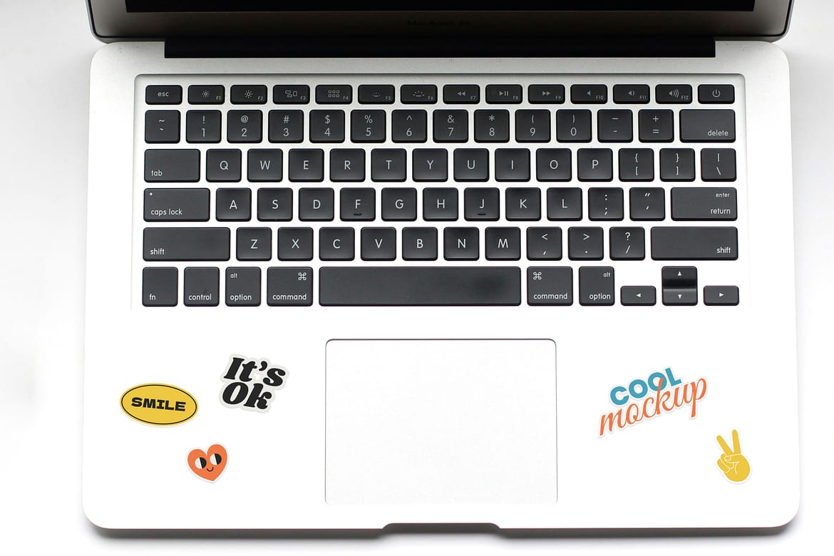 Laptop with Stickers Creation Mockups