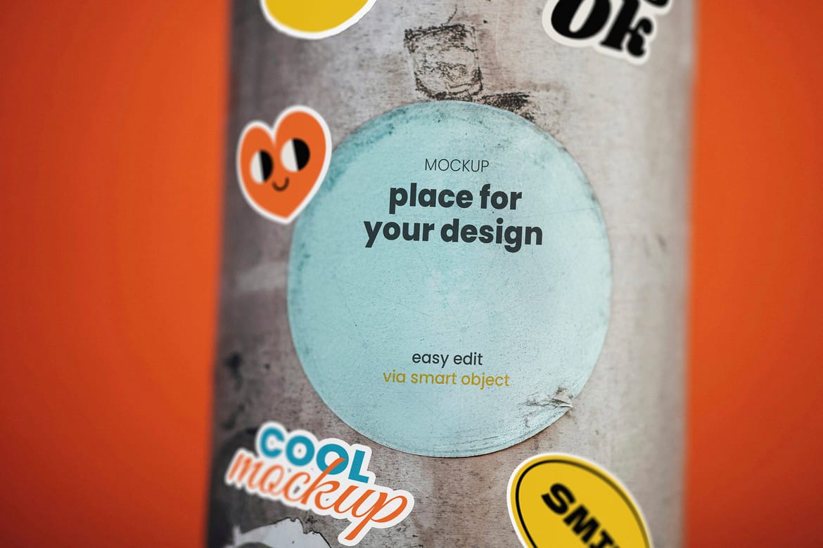 Street Column Stickers Creation Mockups