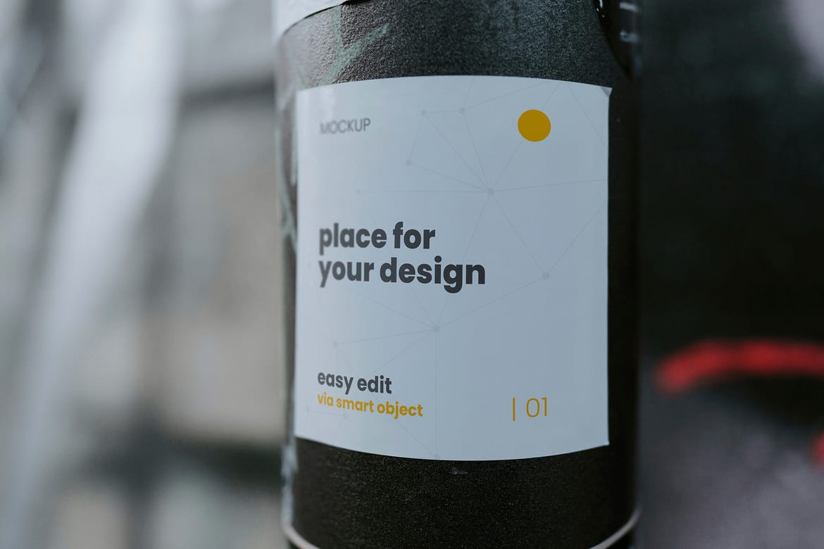 Signs Stickers on Street Poles Mockups