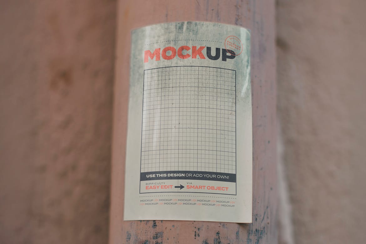 Signs Stickers on Street Poles Mockups