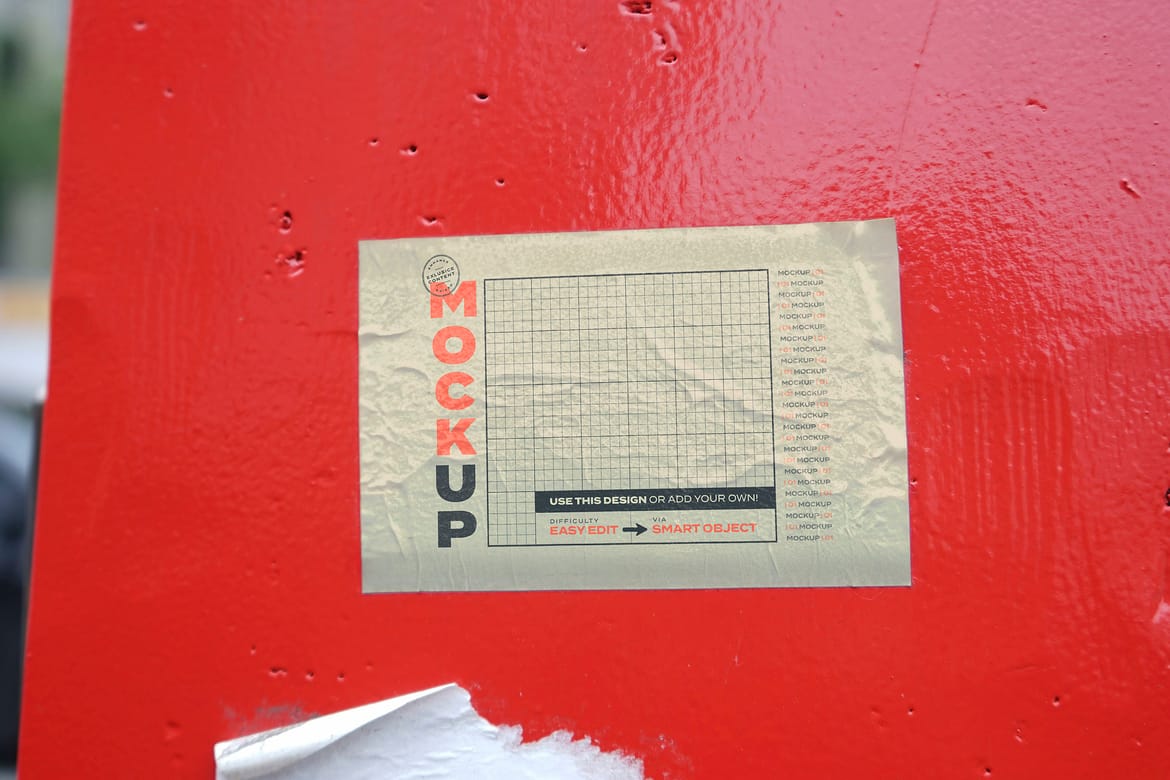 Signs Stickers on Street Poles Mockups