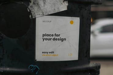 Signs Stickers on Street Poles Mockups