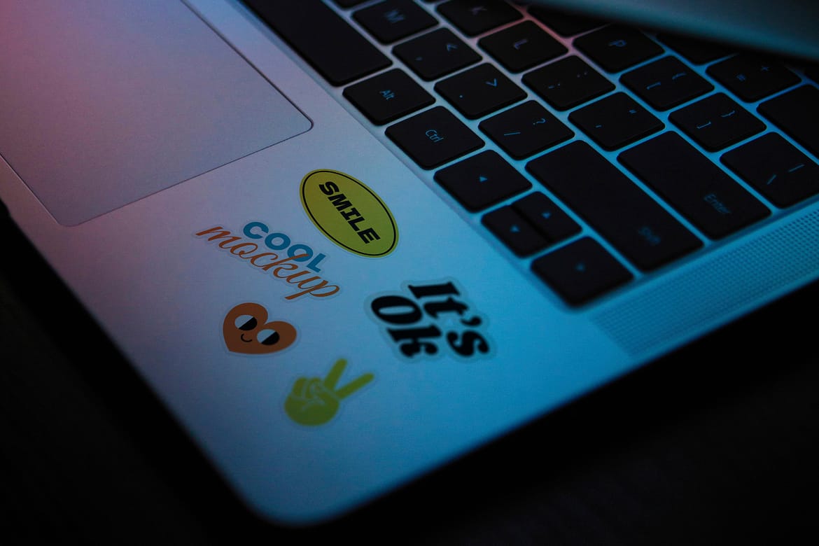 Laptop with Stickers Creation Mockups