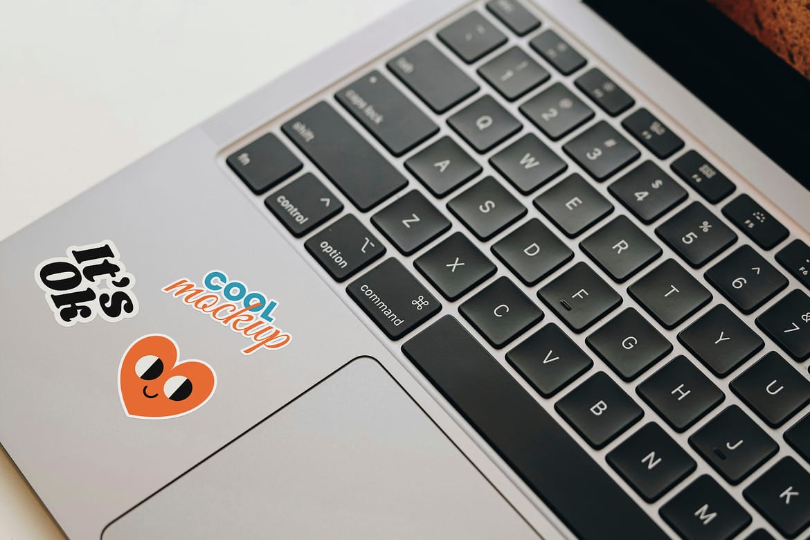 Laptop with Stickers Creation Mockups