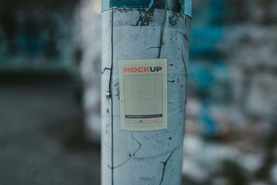 Signs Stickers on Street Poles Mockups