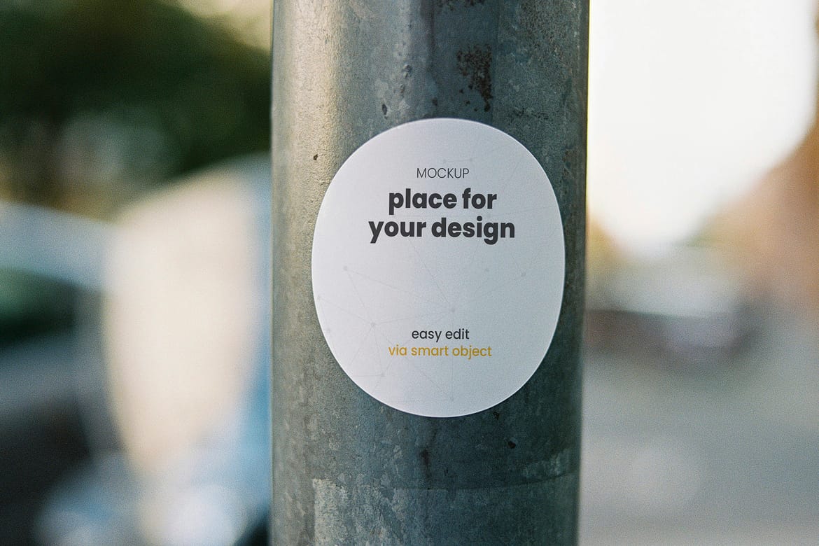 Signs Stickers on Street Poles Mockups