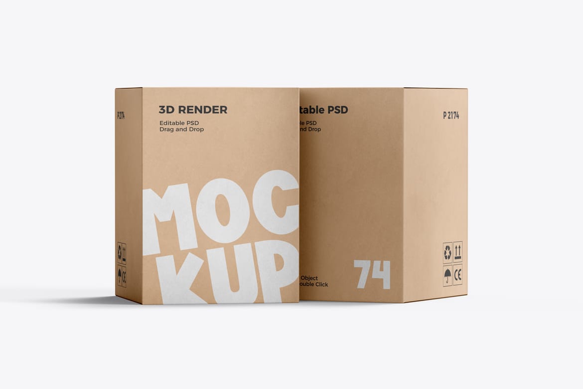 Cardboard Large Carton Box Mockup