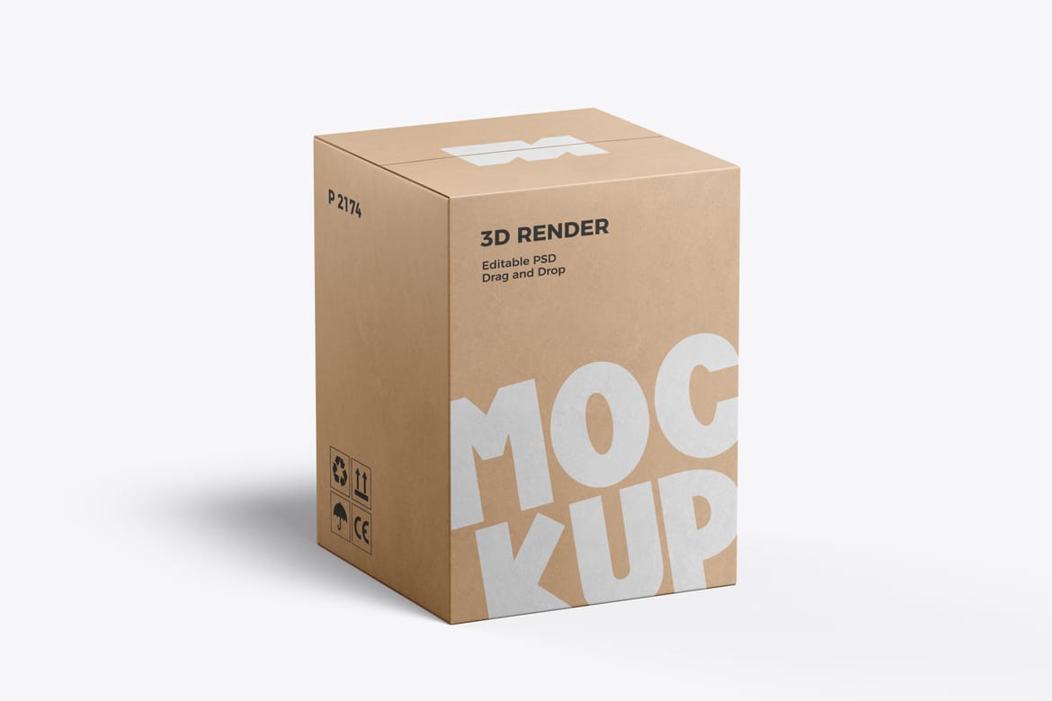 Cardboard Large Carton Box Mockup