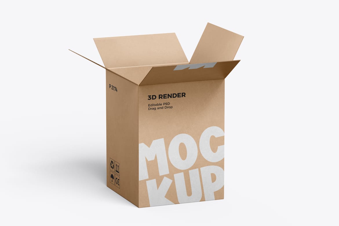 Cardboard Large Carton Box Mockup