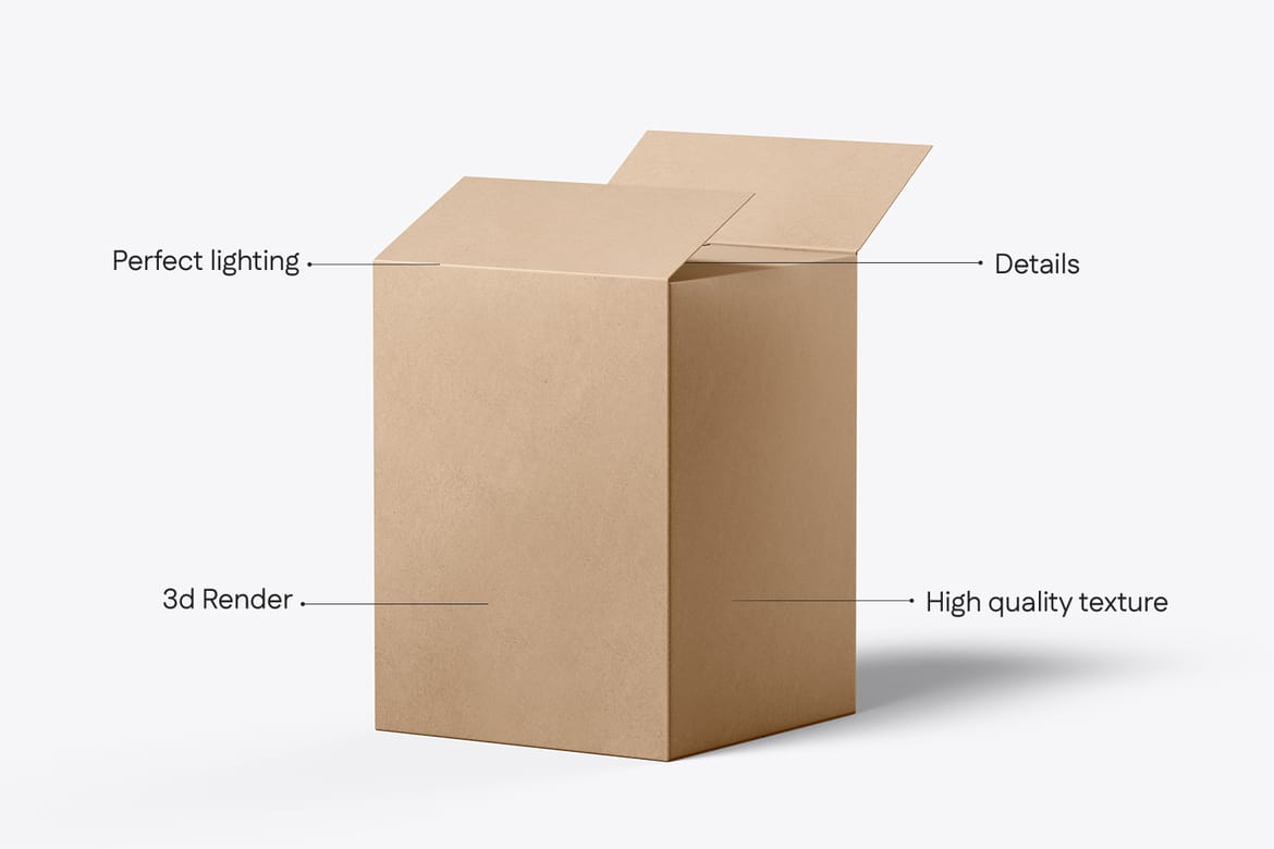 Cardboard Large Carton Box Mockup
