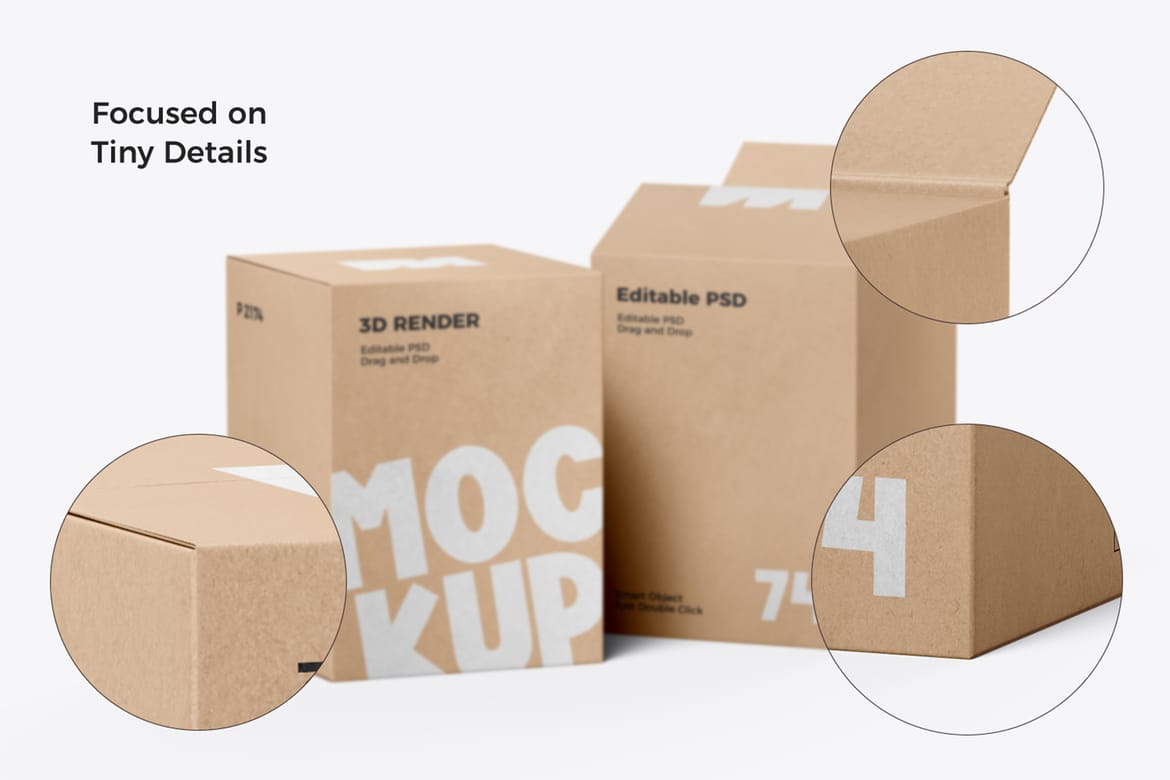 Cardboard Large Carton Box Mockup