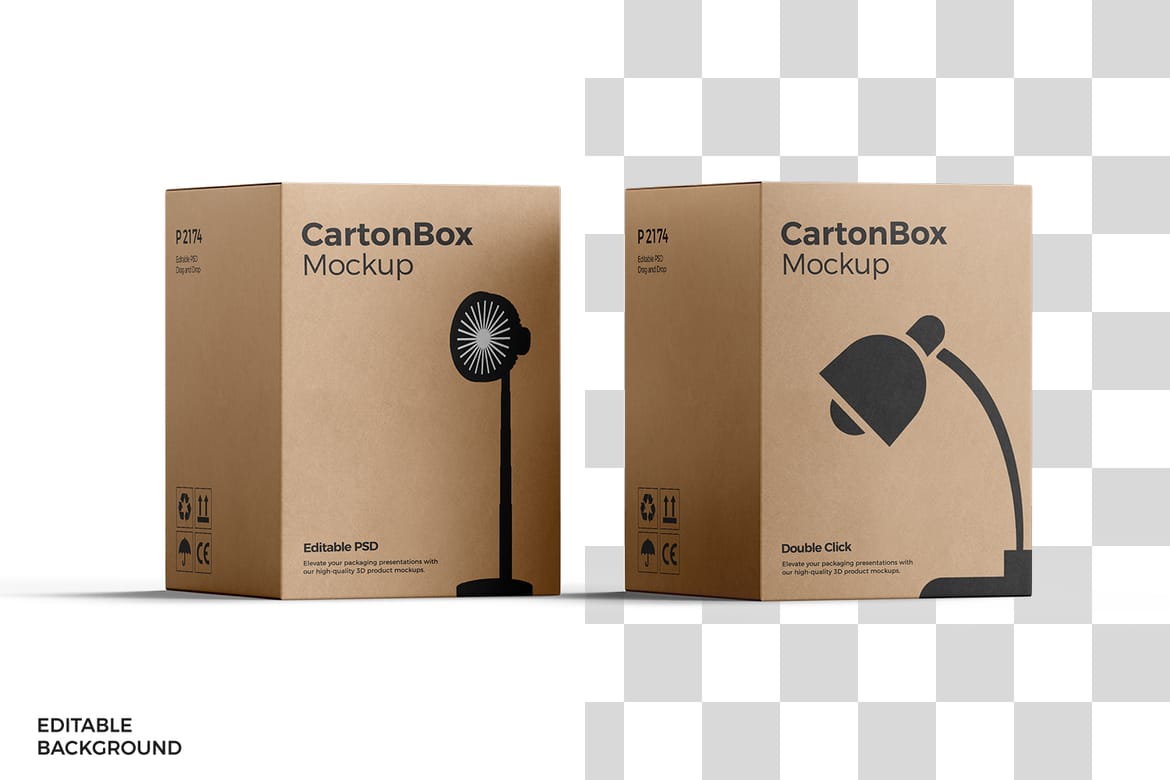 Cardboard Large Carton Box Mockup
