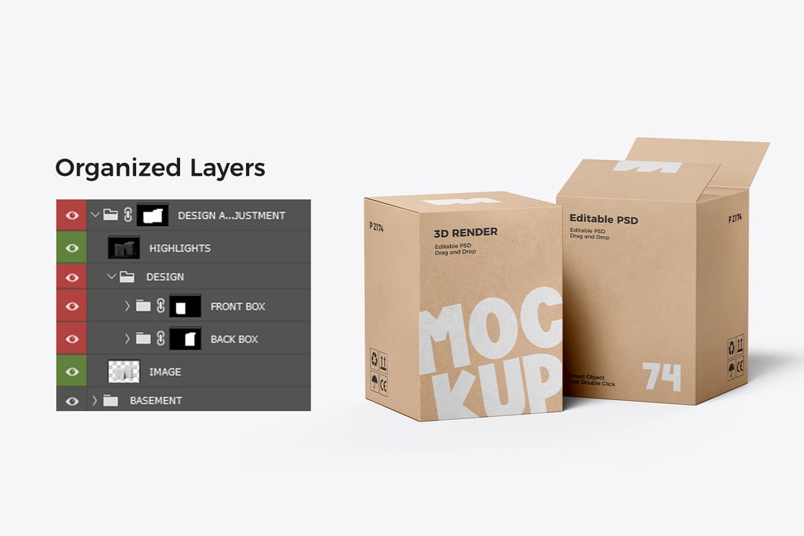 Cardboard Large Carton Box Mockup