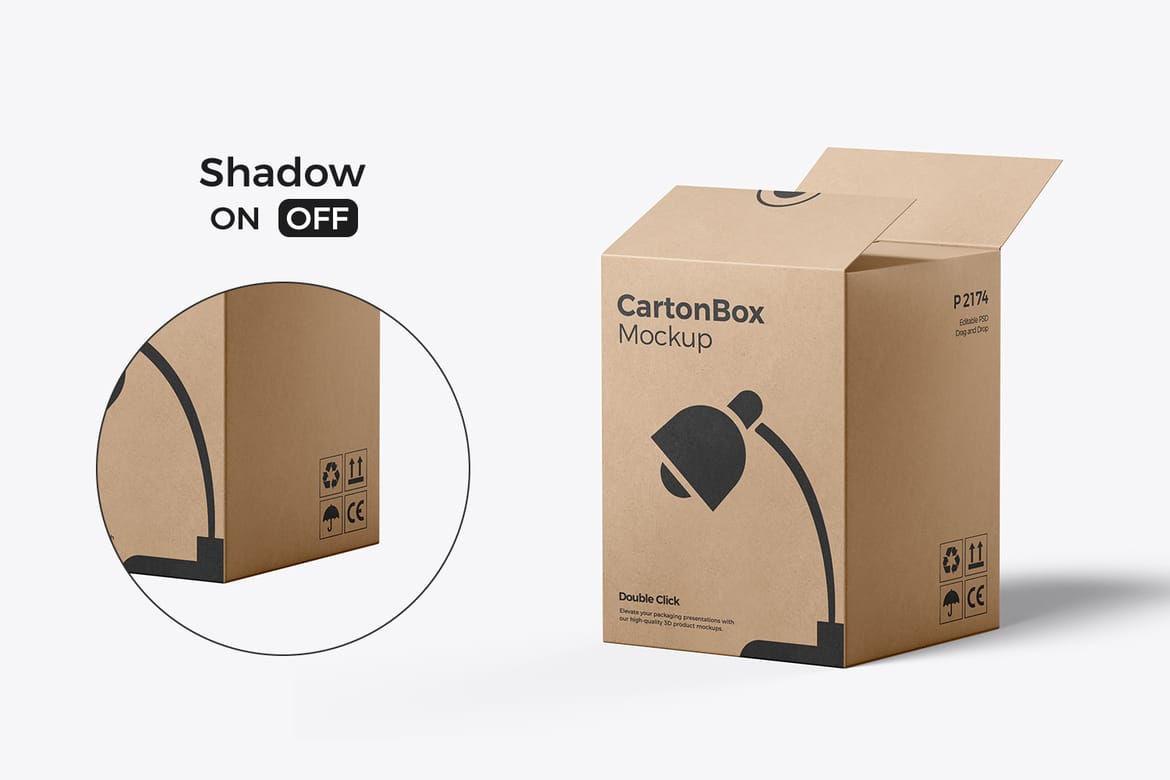 Cardboard Large Carton Box Mockup