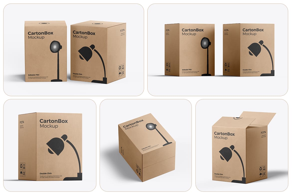 Cardboard Large Carton Box Mockup