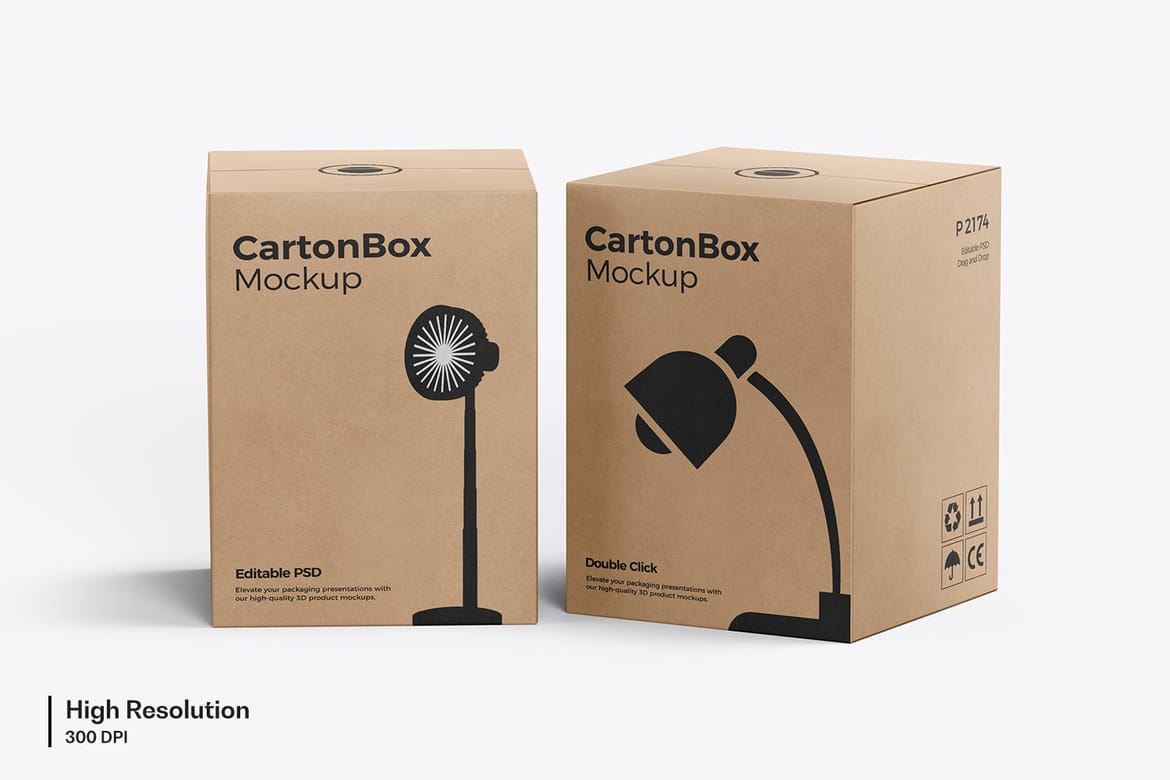 Cardboard Large Carton Box Mockup