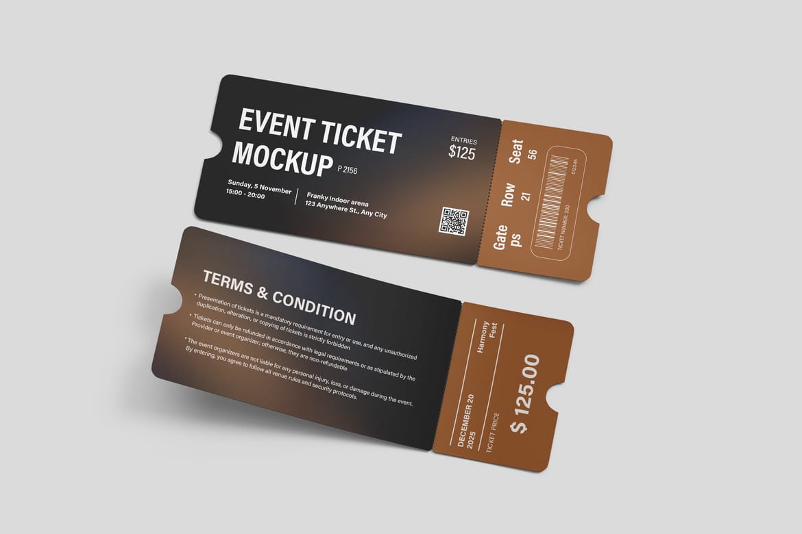 Event Ticket Branding Mockup