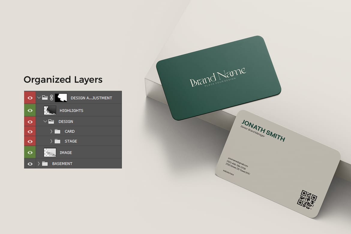 Rounded Corner Business Card Mockup