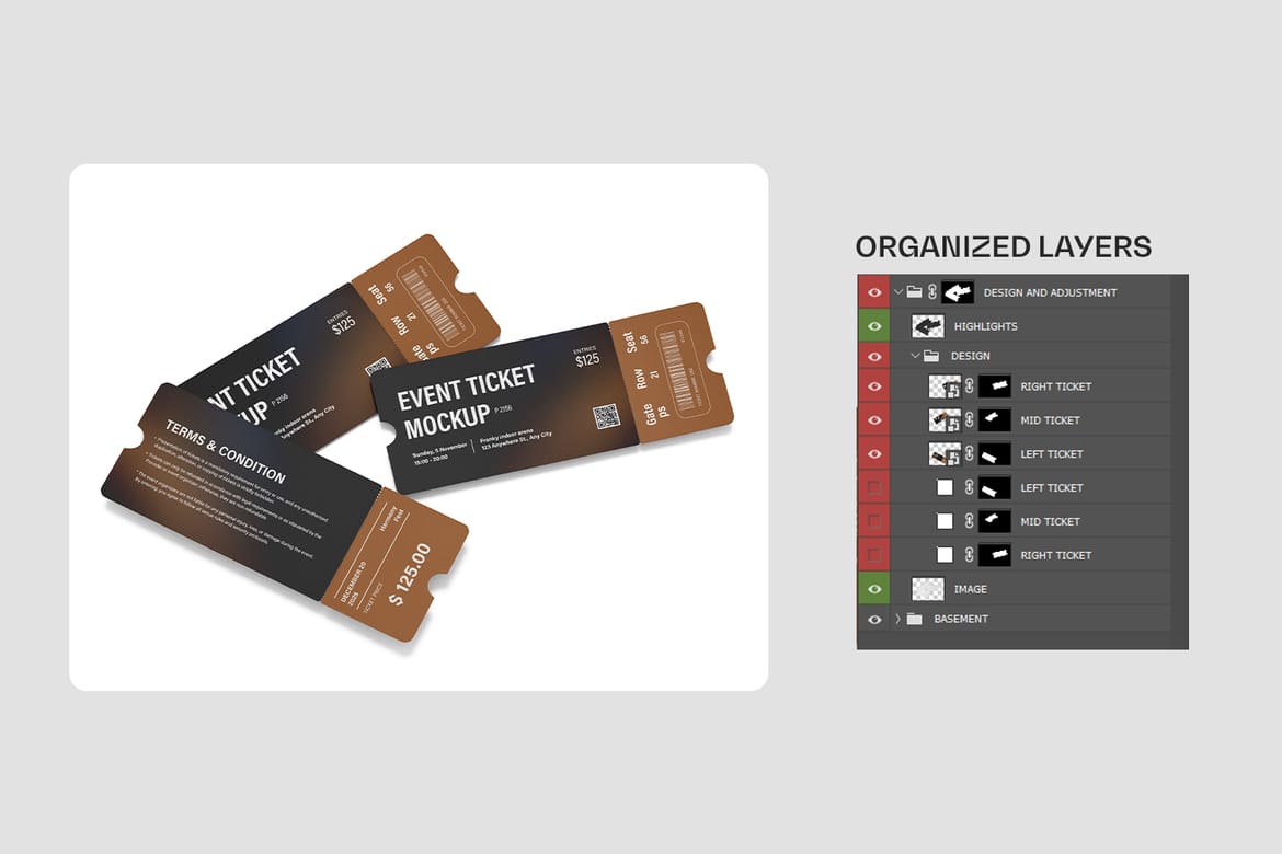Event Ticket Branding Mockup