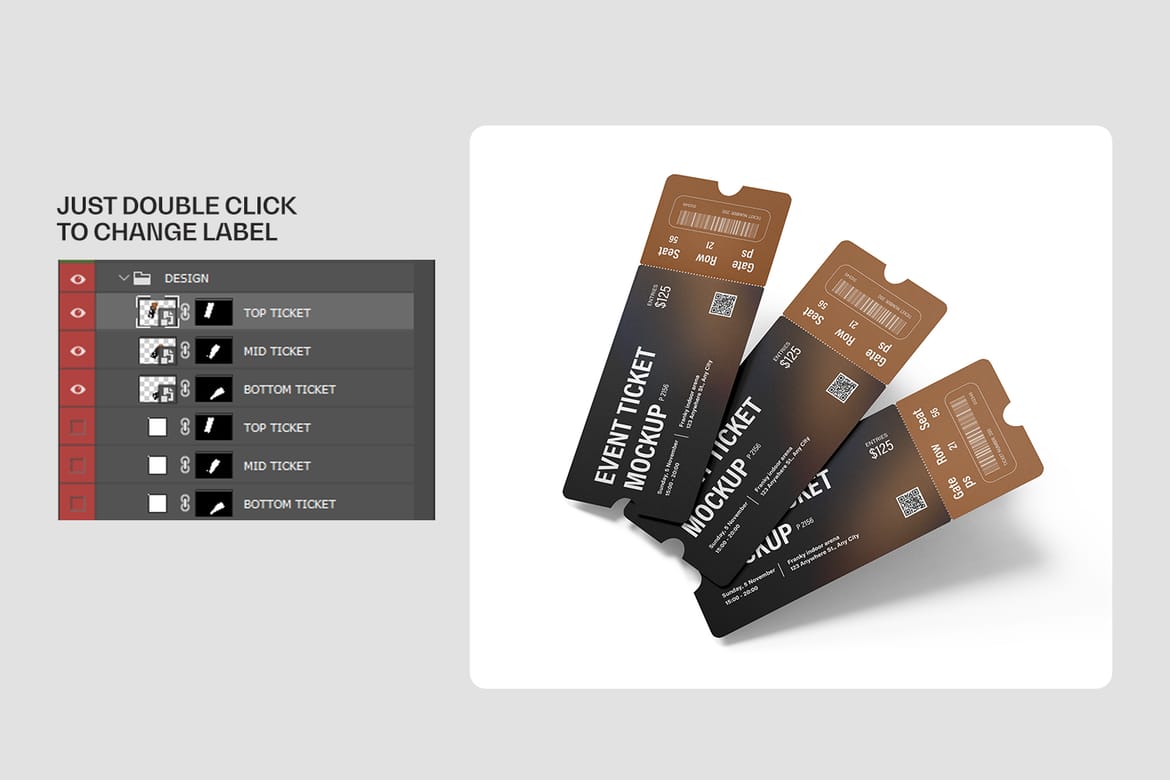 Event Ticket Branding Mockup