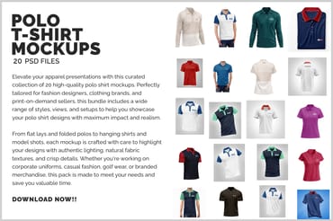 Polo Shirt Mockup Collection - 20 Realistic Clothing Mockup PSD Files