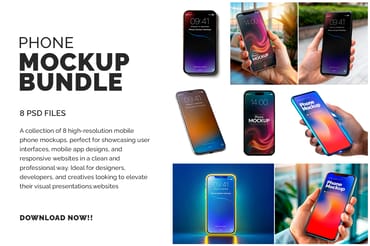 Phone Mockup Bundle - 8 PSD files