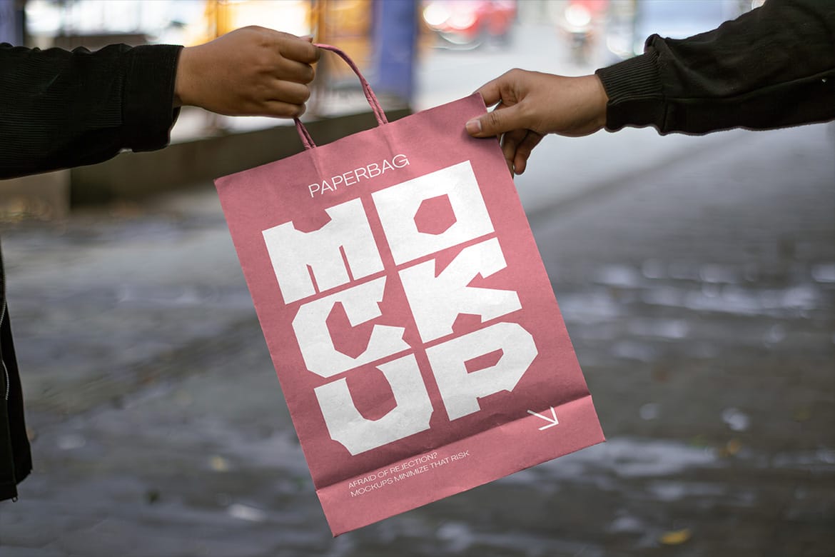 Paper Bag Mockup / Urban Realistic Scene Series - VOL