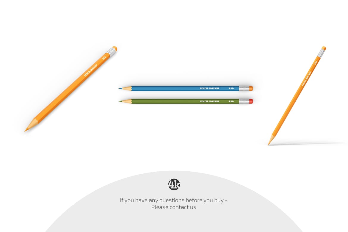 Hexagon Pencil with Eraser Mockup Set