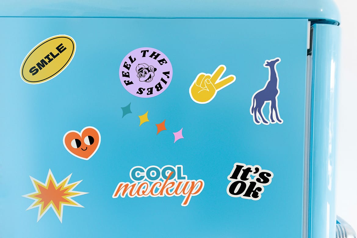 Fridge Stickers Magnets Mockups