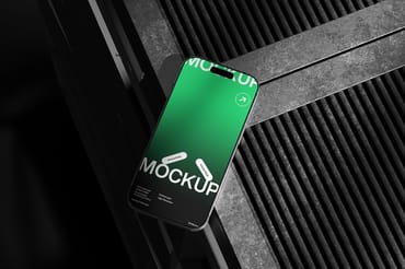 Green Smartphone Mockup Industrial Background