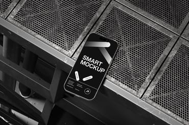 Industrial Smartphone Mockup Steel Background