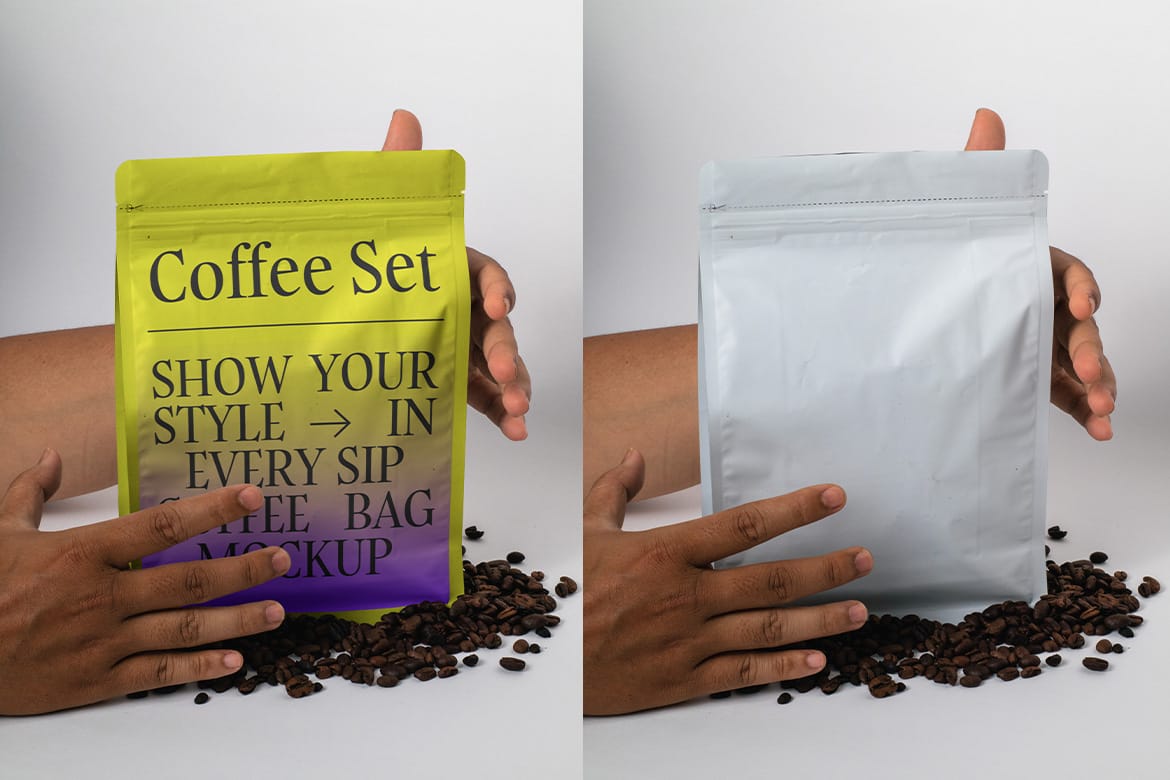 Coffee Bag & Cold Brew Bottle Mockup