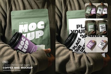 Coffee Bag & Paper Cup Mockup