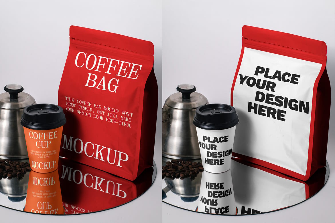 Pouch  & Paper Cup Mockup