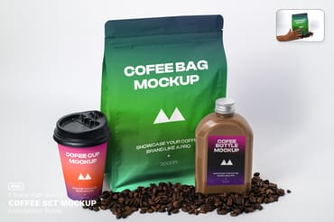 Coffee Set Display Presentation Mockup