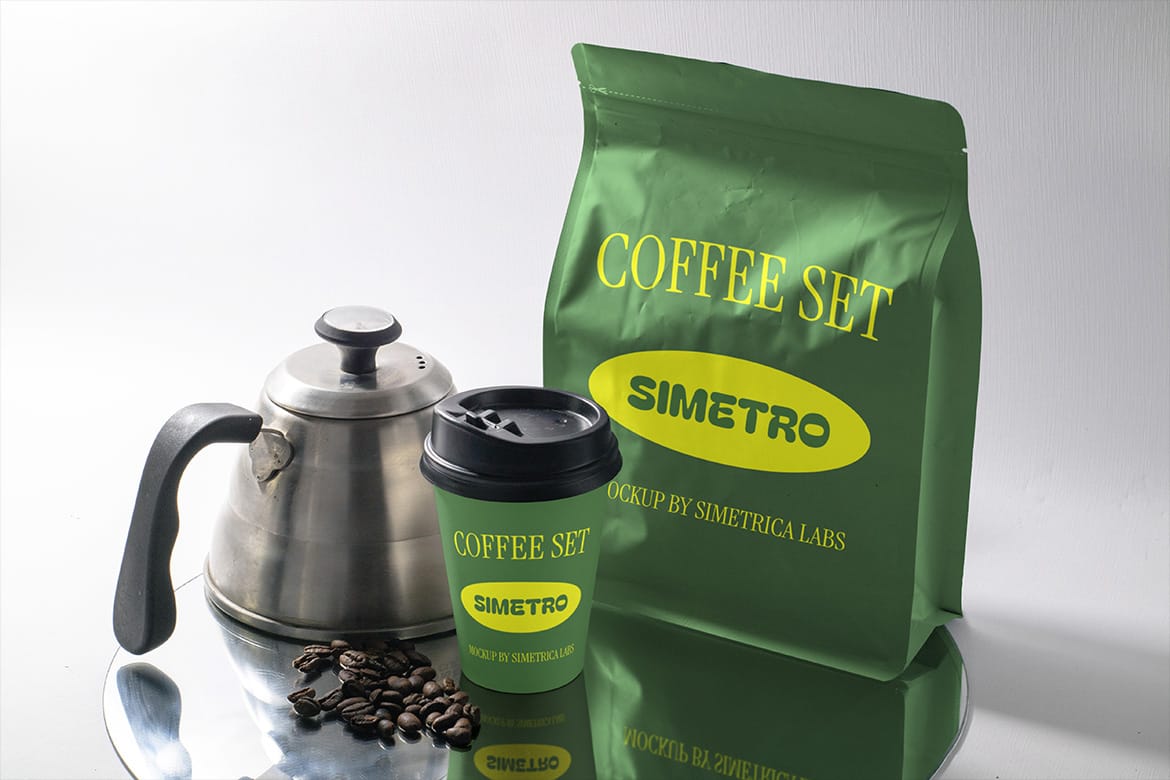 Coffee Set Display Presentation Mockup