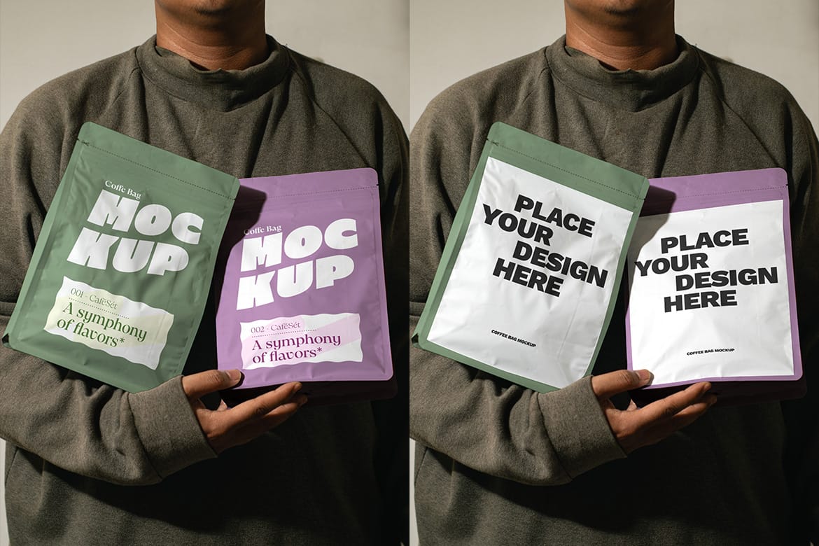 Coffee Bag & Paper Cup Mockup