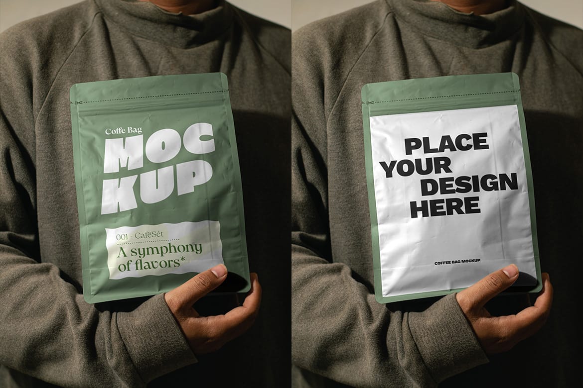 Coffee Bag & Paper Cup Mockup