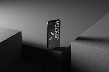 Smartphone Standing Minimal Concrete Mockup