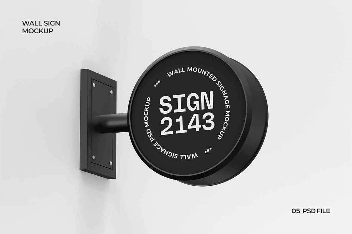 Wall Mounted Signboard Mockup Set